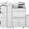 Canon imageRUNNER Advance 6575i (shown with sorter) prints up to 75 ppm in black and white. A single-pass, duplexing document feeder that holds up to 300 originals, scan up to 240/220 IPM. Authentication with Universal Login Manager (ULM). Motion sensor sleep mode. Produces consistently striking black-and-white tones at up to 1200-dpi resolution. Standard Genuine Adobe-PostScript and PCL support.