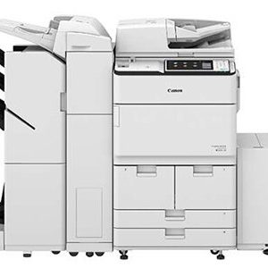 Canon imageRUNNER Advance 6575i (shown with sorter) prints up to 75 ppm in black and white. A single-pass, duplexing document feeder that holds up to 300 originals, scan up to 240/220 IPM. Authentication with Universal Login Manager (ULM). Motion sensor sleep mode. Produces consistently striking black-and-white tones at up to 1200-dpi resolution. Standard Genuine Adobe-PostScript and PCL support.