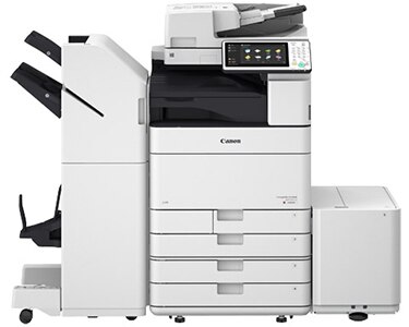 Canon imageRUNNER Advance C5535i prints up to 35 ppm (BW/Color) and scans up to 160 ipm (300 dpi) (BW, color, duplex). Its single-pass, duplexing document feeder holds up to 150 originals. Features motion sensor technology to wake from Sleep mode and the ability to remove blank pages when scanning. Prints striking images using Canon’s V2 color profile and 1200-dpi print resolution. ENERGY STAR certified and rated EPEAT Gold.